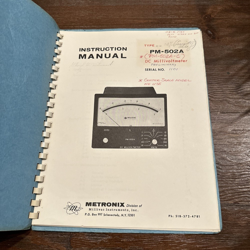Millivac Instruments Type PM-502A DC Millivoltmeter Instruction Manual