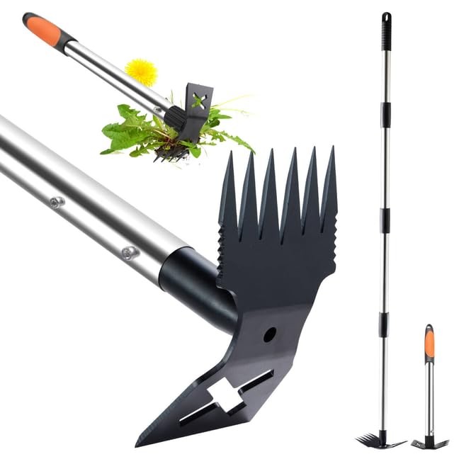 60" Weed Puller Tool with Long Handle and 17" Weeding Tools Gardening Set Dual
