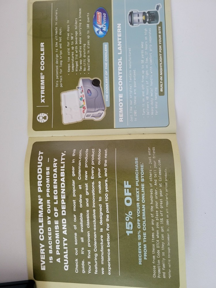 COLEMAN Gear Guide Catalog Booklet ONLY 2004