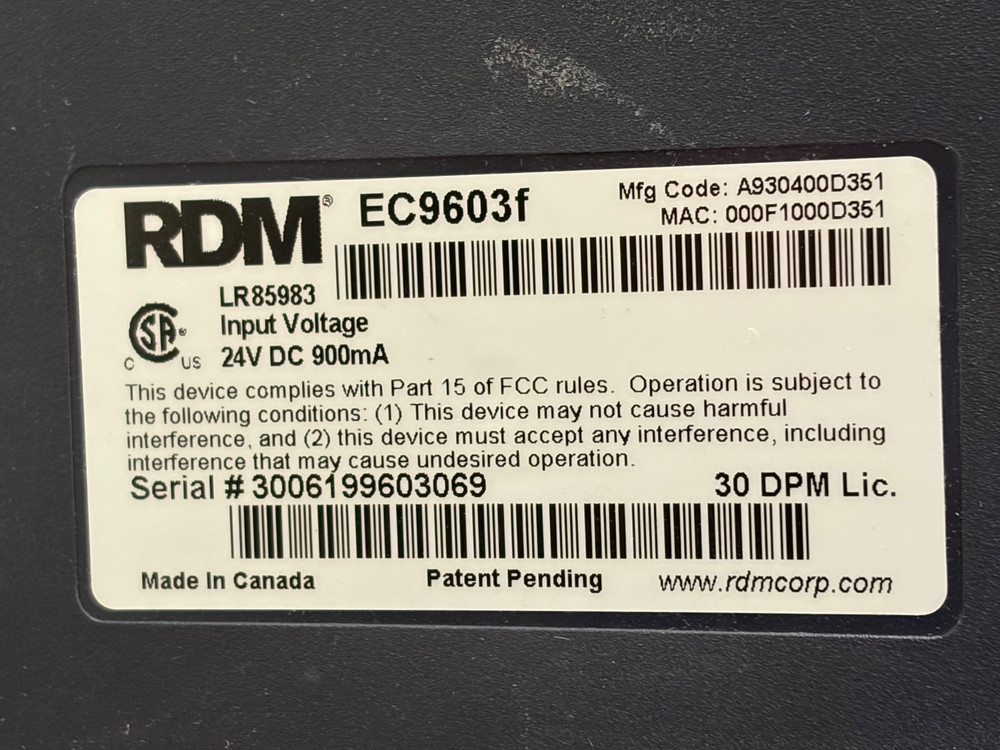 RDM EC9600i AF Check Scanner