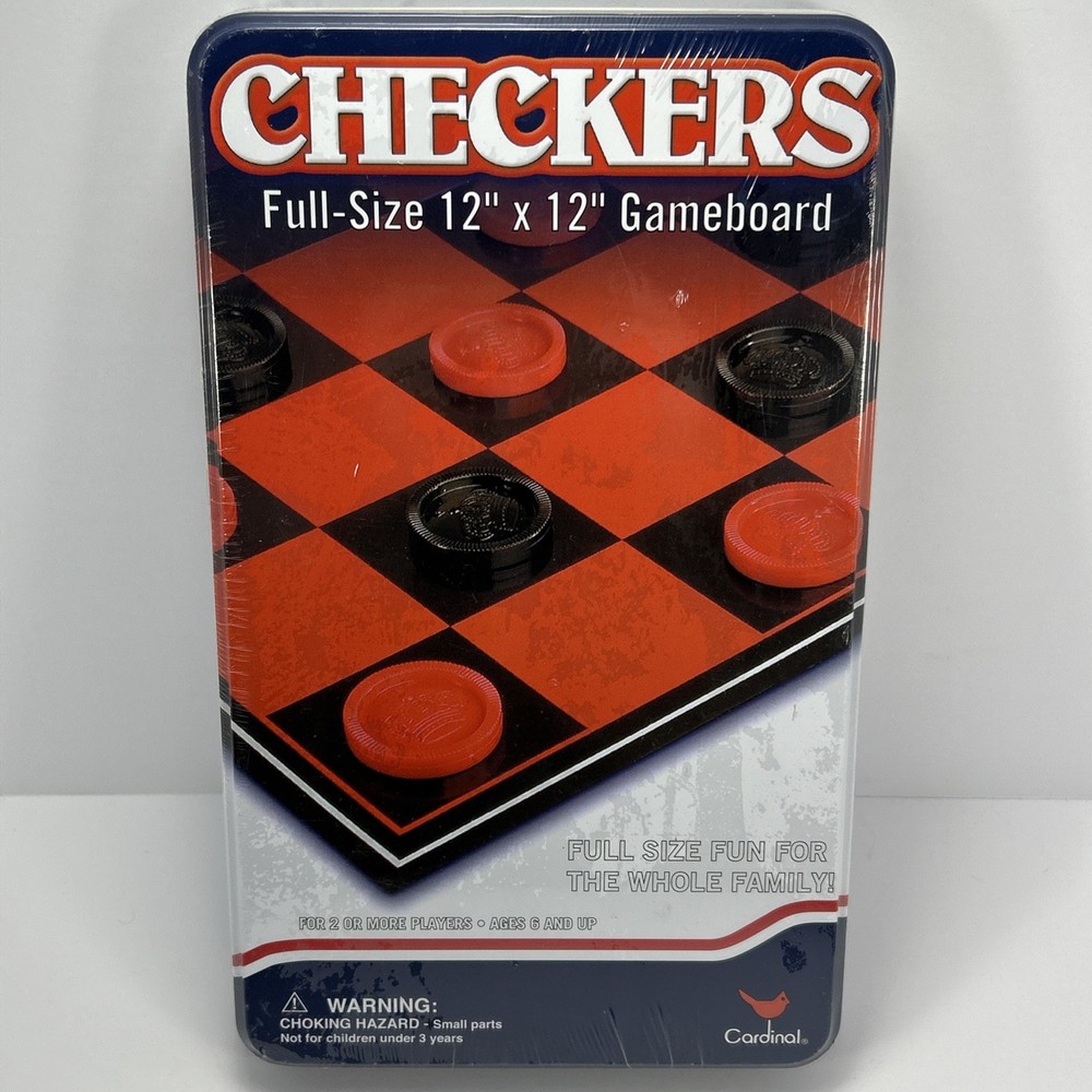 Vintage 2003 Cardinal 12x12" Checkers Tin [Sealed]