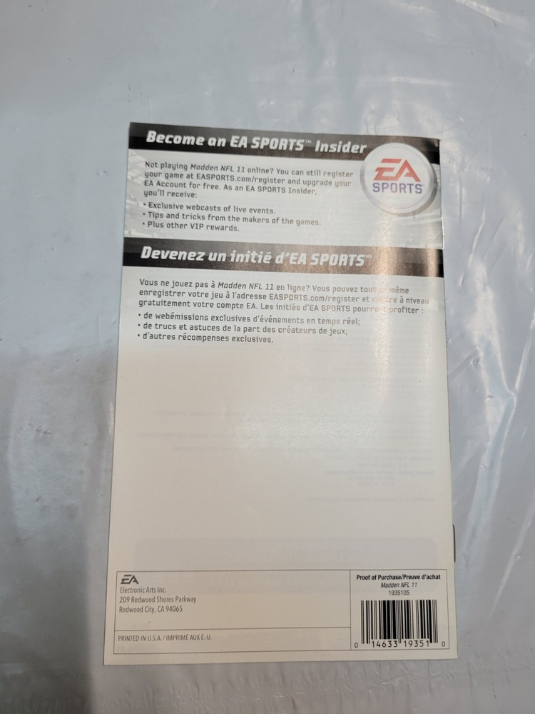 Madden NFL 11 - Nintendo Wii - Manual Only