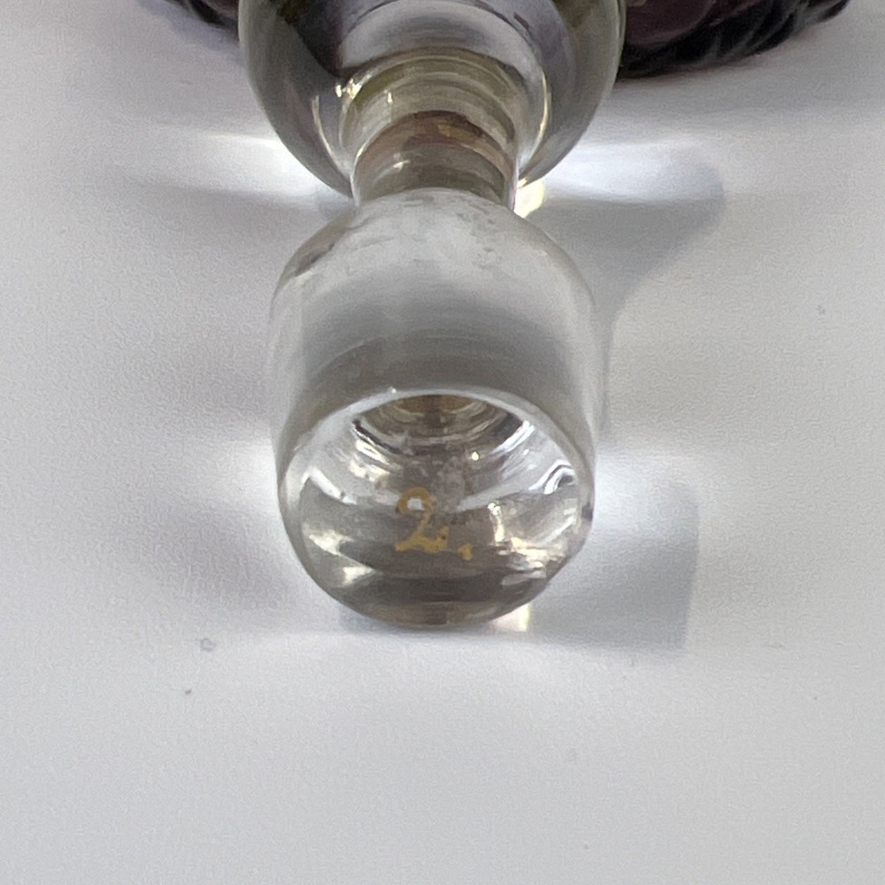 LG WRIGHT Glass Daisy and Button Pattern Cruet w/ Clear Stopper ~ Amethyst