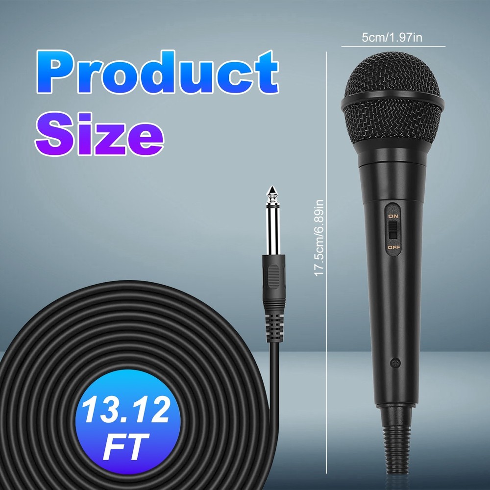 Cardioid Dynamic Handheld Wired Microphone With 13ft Cable 6.35 mm Jack