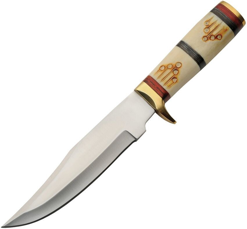 Rain Fall Hunter Fixed Knife 7" Stainless Steel Blade Burned Bone Handle 203498