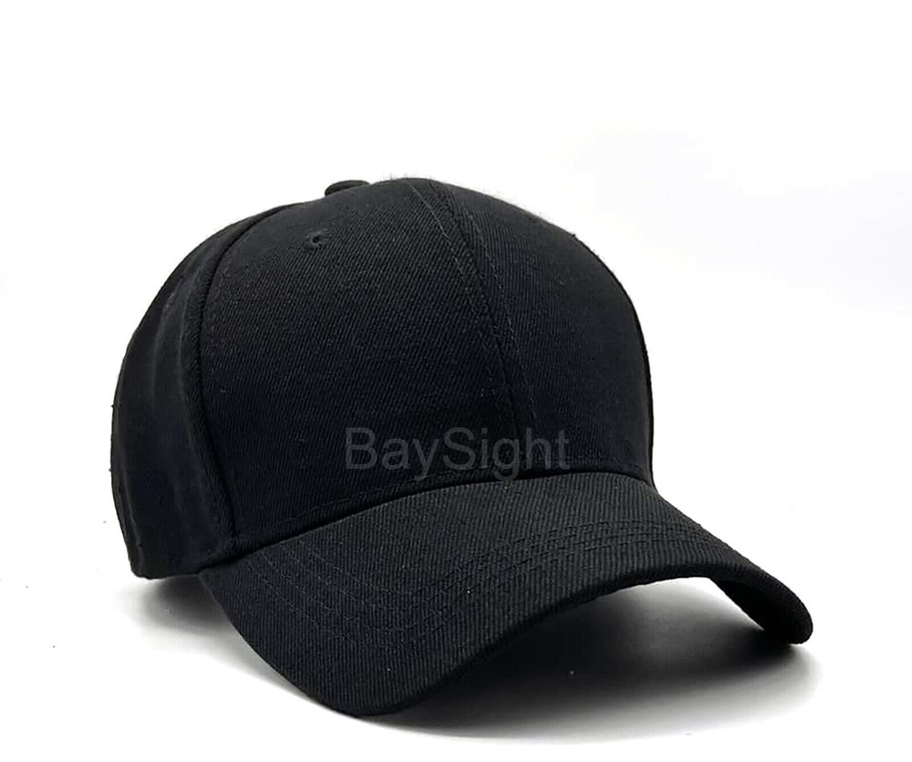 Baseball Cap Plain Kids Boys Solid Hats Curved Visor Hook-N-Loop Adjustable