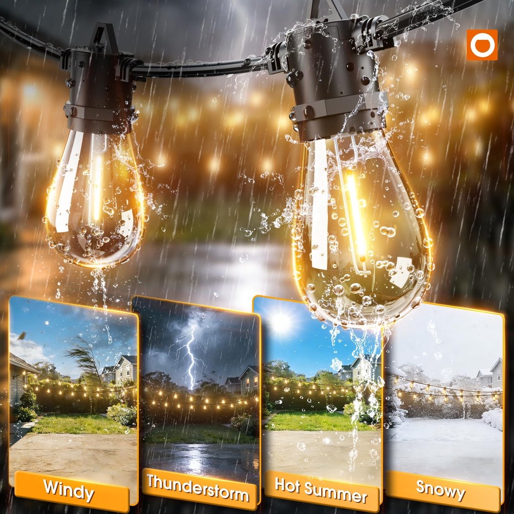 addlon 54FT Solar String Lights Outdoor, USB, Remote, Dimmable LED Patio Lights