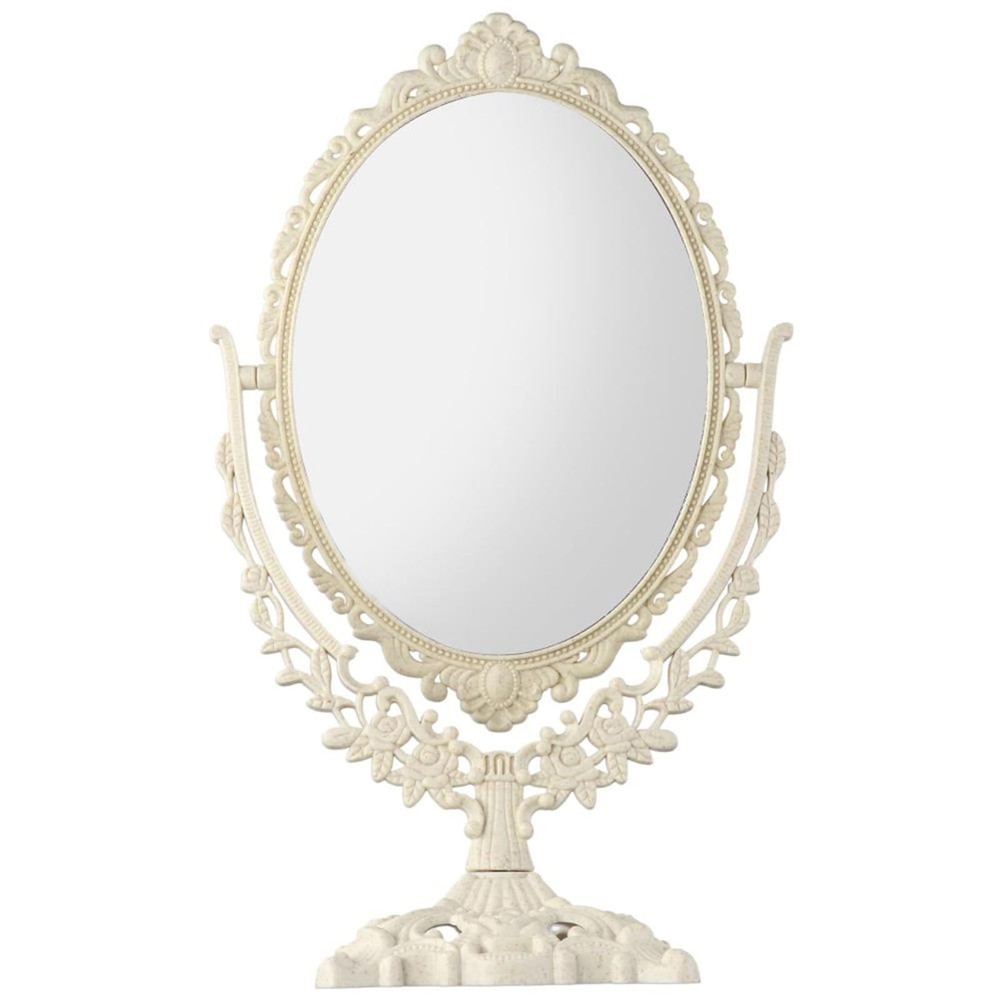 Double Sided Tabletop Makeup Mirror, Oval Swivel Desktop Stand Mirror, 360 De...