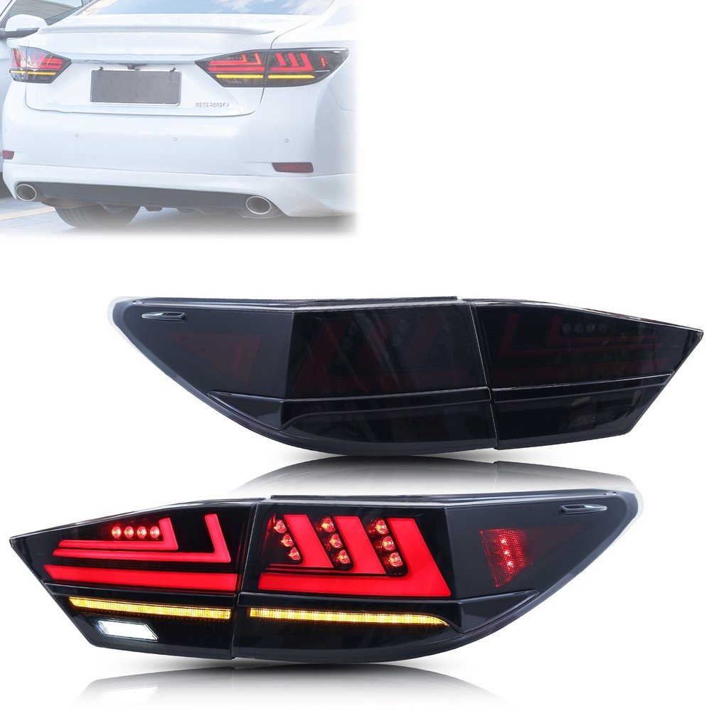 LED Tail Lights for Lexus ES300H ES350 2013-2017 Black Rear Lamps Pair Assembly