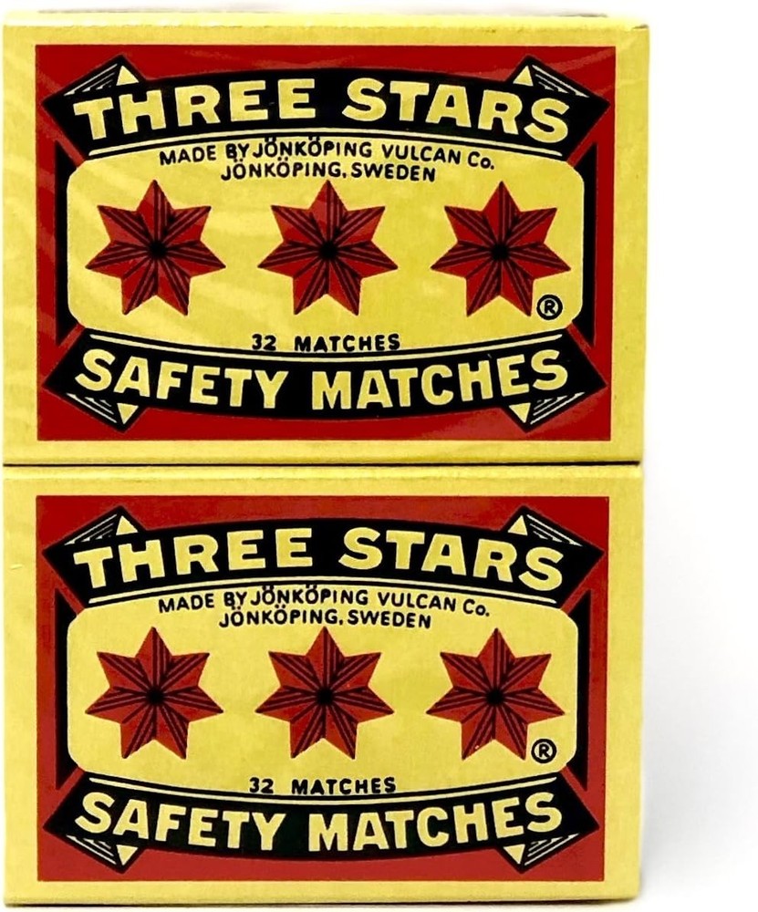 Three Stars Safety Matches, 10 pack (Two Packs)
