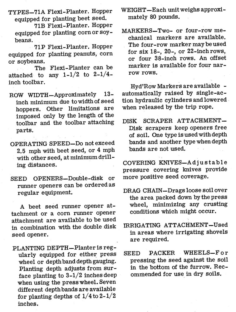Owner's Operator's Manual for 71 Flexi-Planter Plate Type Seed Planter