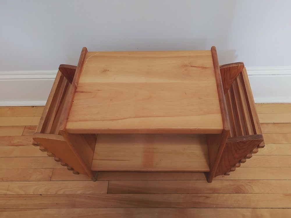 Solid Wood Handmade Magazine Rack Side Table Unique Rare