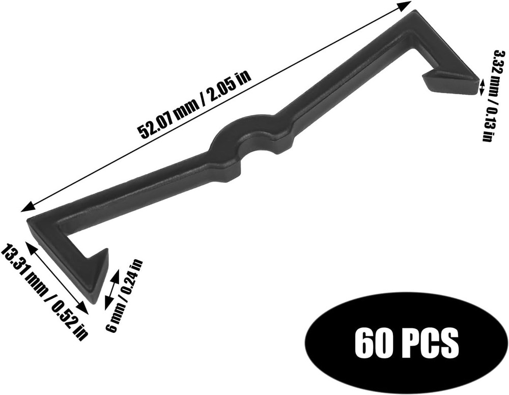 AccEncyc Black Peg Locks Plastic Pegboard Hook 60 Pcs,