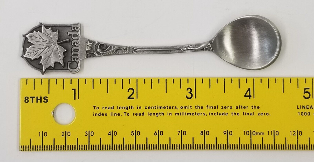 Souvenir Spoon Canada Maple Leaf Collectible Solid Pewter NEW - Vintage