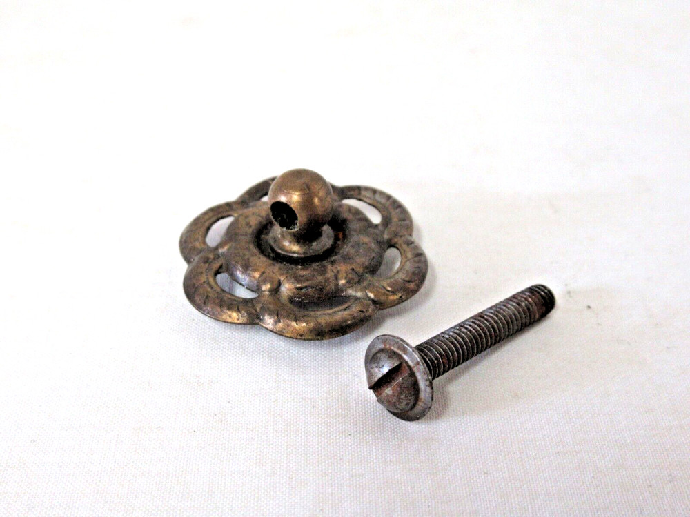 4 PR. (8) DRAWER PULL EYE POSTS W/ ORNATE BRASS BACK PLATES