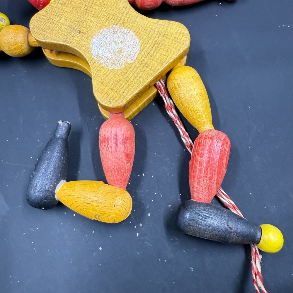 Vintage M. Gschnitzer Austrian Wooden Pull String Jointed Jester Clown Puppet