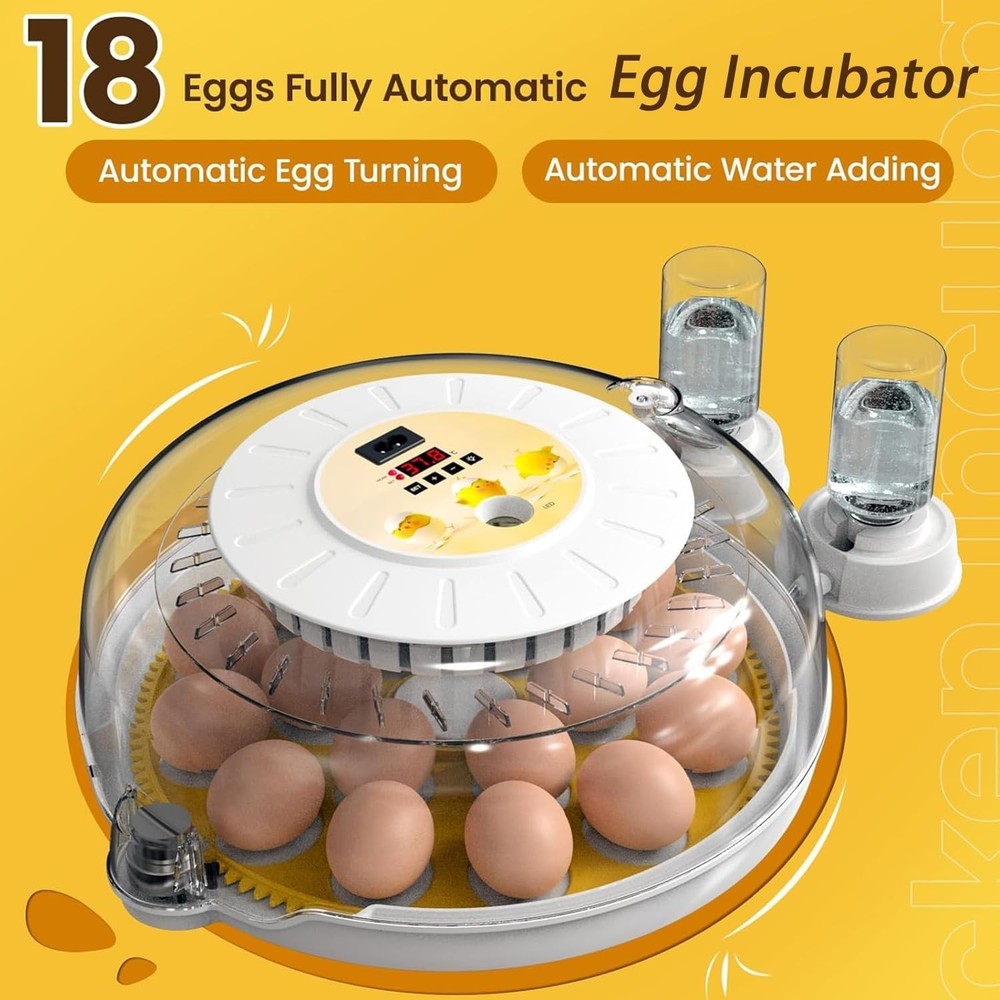 18 Egg Incubators for Hatching Eggs, Automatic Egg Turner and Egg Candle Tester