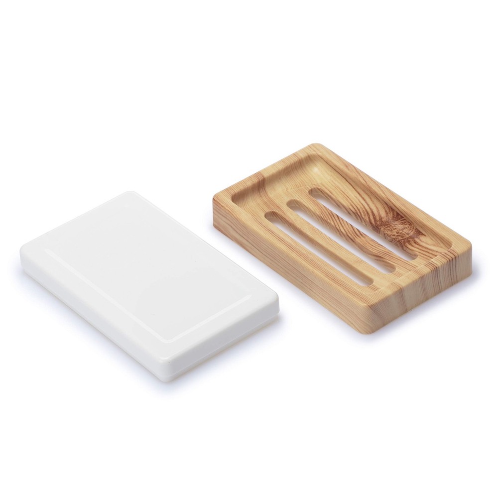 Plastic Soap Dish,Containers, Keeps Soap Dry,Easy Cleaning,Drain,Wood Pattern