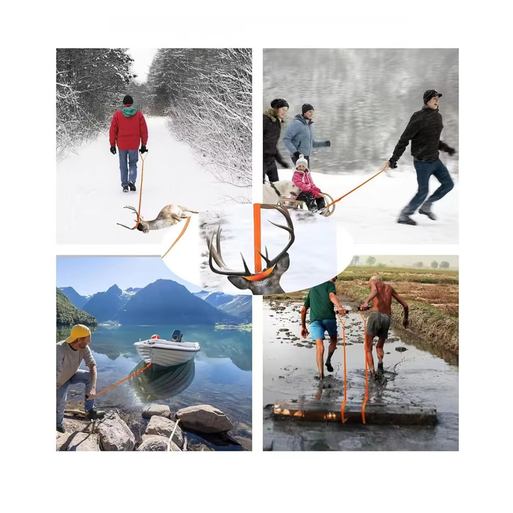 3Pcs Deer Drag Harness Puller Sled Rope with Self-Lock Loop Easy-to-Grip Handle