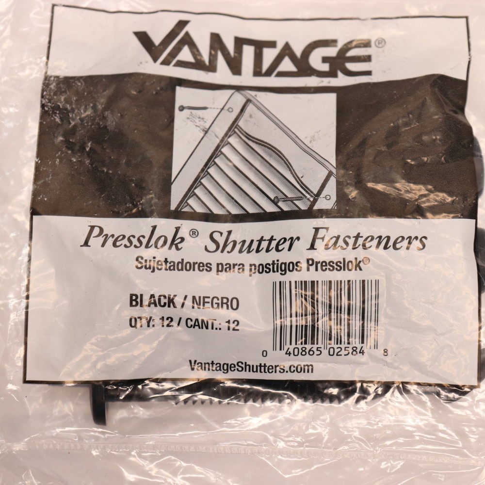 (12-Pk) Vantage Exterior Shutter Fasteners Black 3"