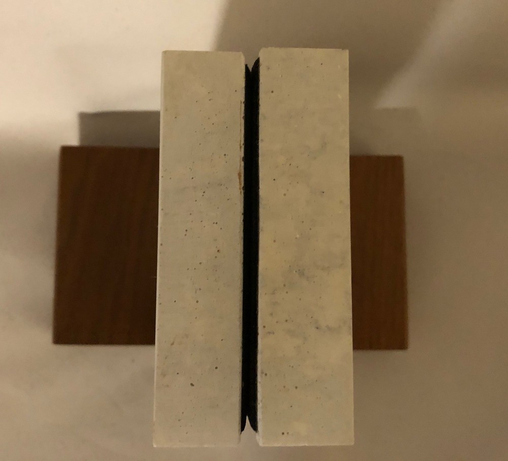MCM Pair Bookend Etched Mountain River Design STONE ART Study Cabin Signed