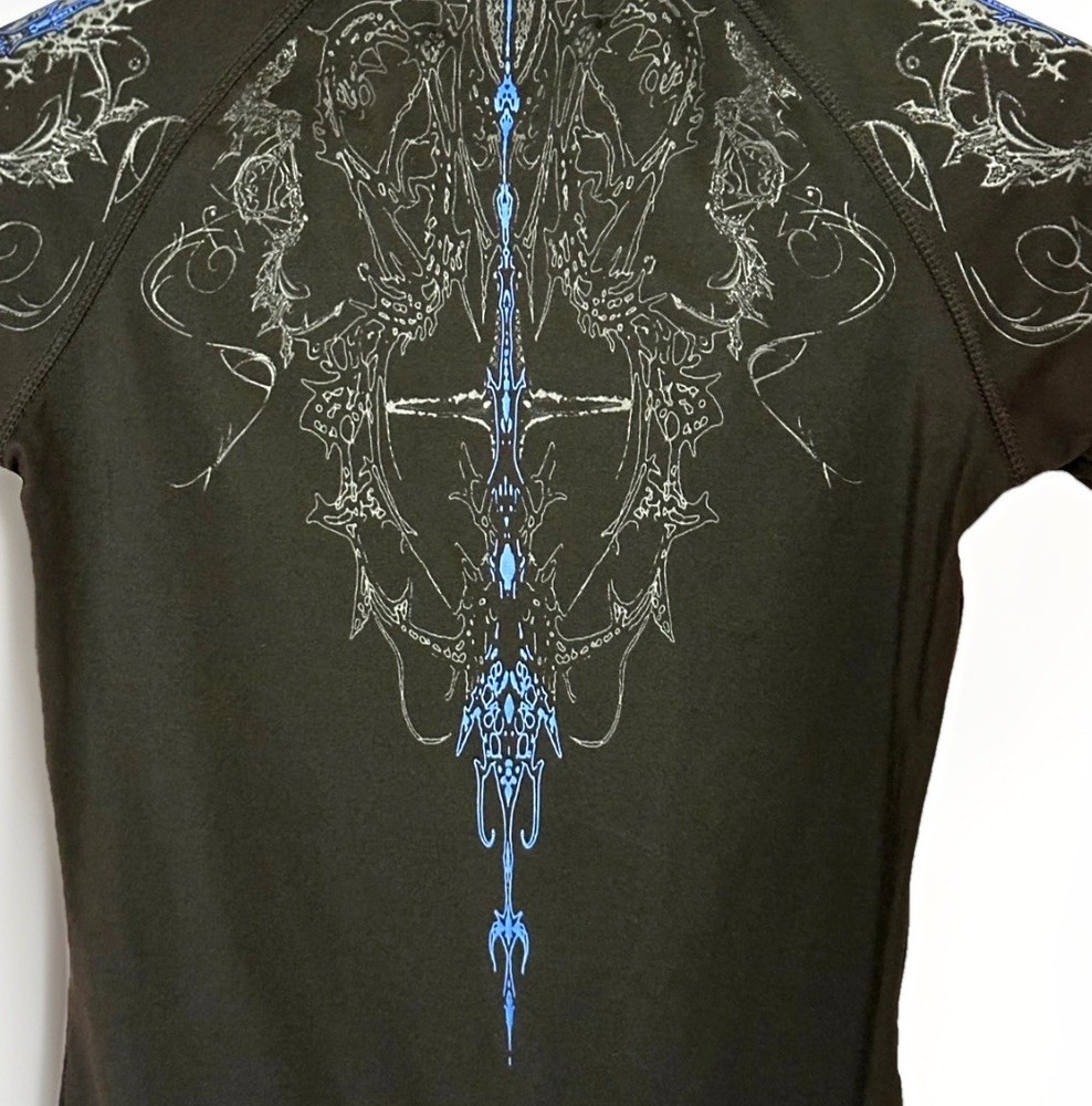 Breathe Divinity Compression Shirt Black Spellout Graphic Cyber Goth S