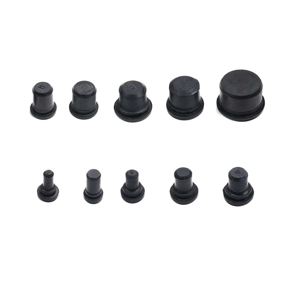 10 PCS Black Solid Rubber Stopper Assortment Kit 10 Sizes for Sealing Holes