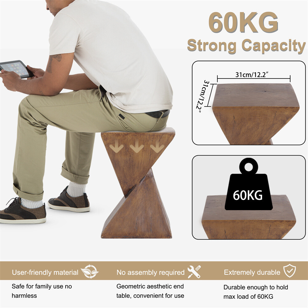 Cast Concrete Stool End Table Lightweight Side Table Accent Table Art Furniture