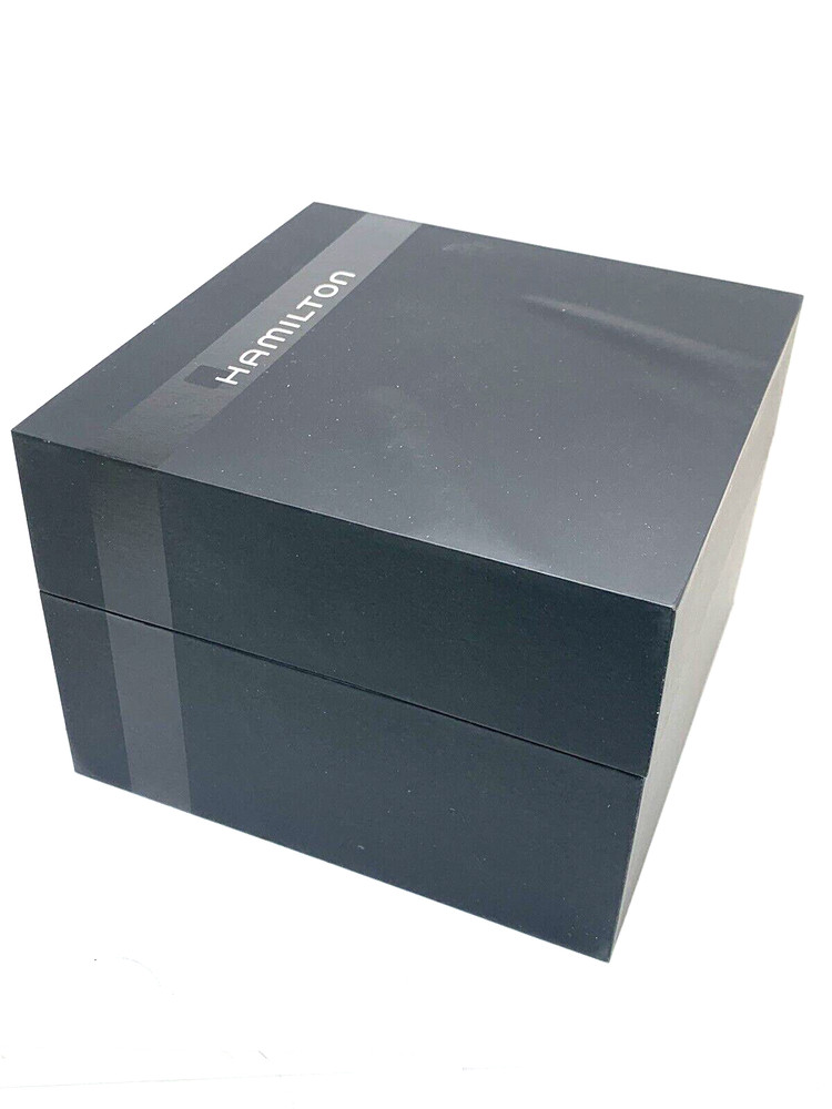 Hamilton Watch Presentation Black Cardboard Box Display Empty With Booklet