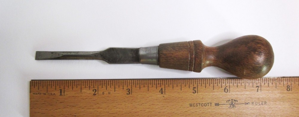 Antique Cabinet Maker's Wood Handle 1/4" Flathead Screwdriver 7"