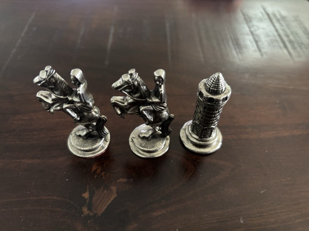 Vintage Italfama Camelot Metal Chess Pieces Missing Three