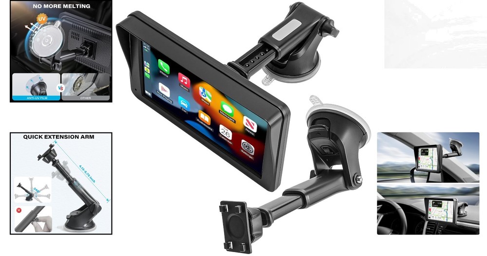 Adjustable Suction Cup Car Mount for 7-11 Inch CarPlay Screens - Quick Adjust
