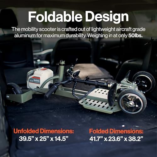 SuperHandy Passport Pro Mobility Scooter - Foldable Aluminum Frame, 4 Wheels
