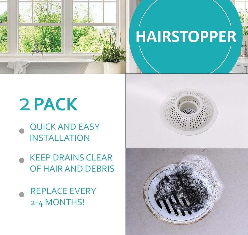 Hairstopper 2-Pack: Patented Drain Protector for Efficient Clog Prevention