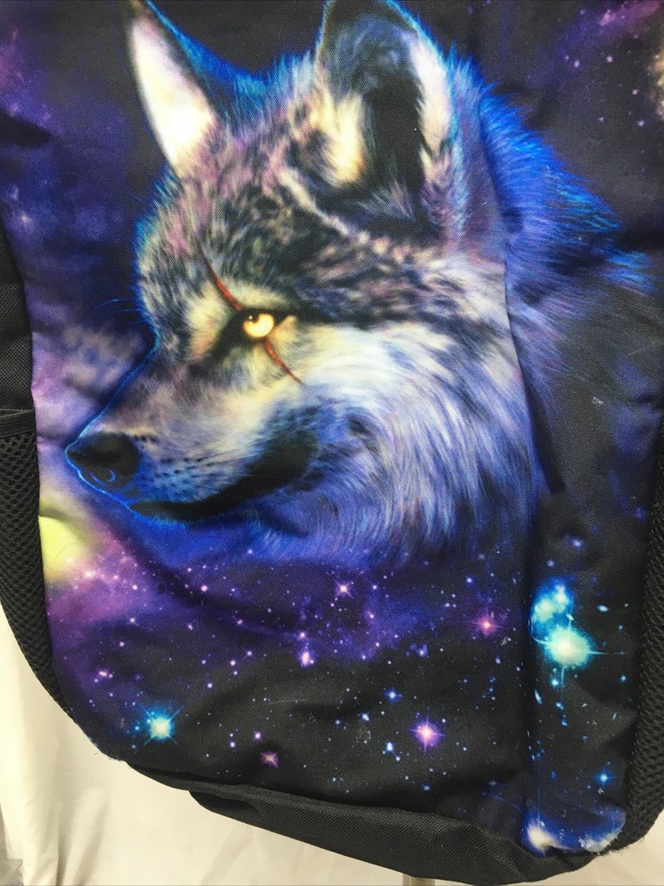 Back Pack / Laptop Bag Galaxy Wolf, Nylon Poly