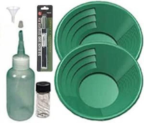 Sluice Monkey (2 Pack 12" Green Gold pan panning kit 3oz Sniffer, & More