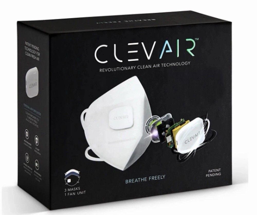 CLEVAIR WEARABLE PURIFIER-INTERCHANGEABLE MASK+UV-C Light Sterilization Tech-NEW