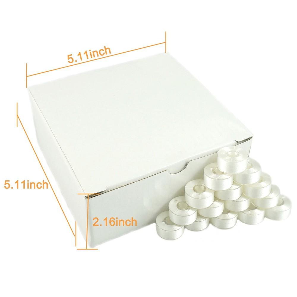 144pcs White 70D/2(60WT) Prewound Bobbin Thread Plastic Polyester