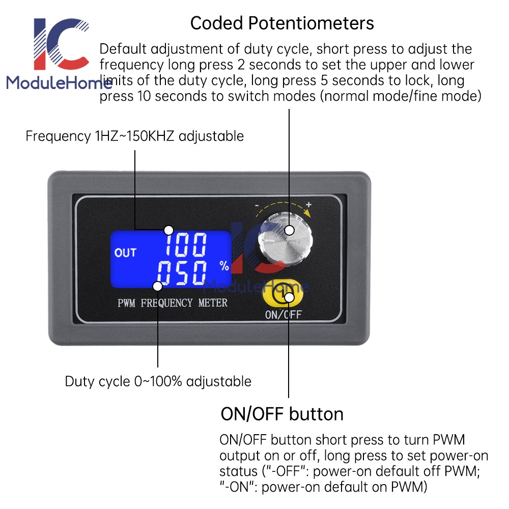 Signal Generator Module Adjustable PWM Pulse Frequency Duty Cycle Square Wave