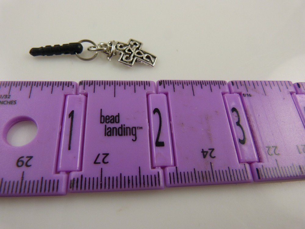 Easter cross cell phone Ipad charm ear cap dust plug silvertone