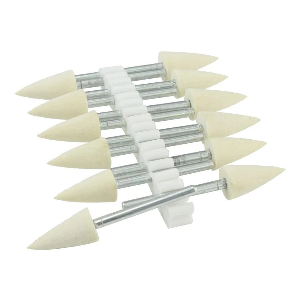 𝐋𝐮𝐨 𝐤𝐞 12mm Wool Felt Polishing Bits, 1/8'' Shank Cone Shape Wool