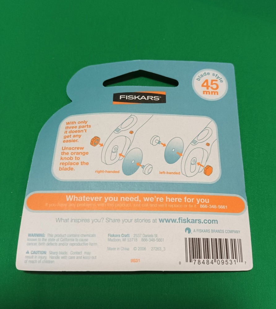 Fiskars Guarantee Blade 45 mm Blade Disc Replacement Razor Vintage 2006 Model