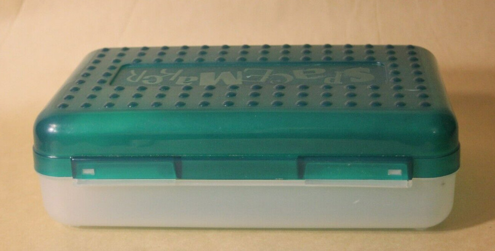 Spacemaker Pencil Box Dark Green & Frosted Vintage 90's Plastic Storage Case