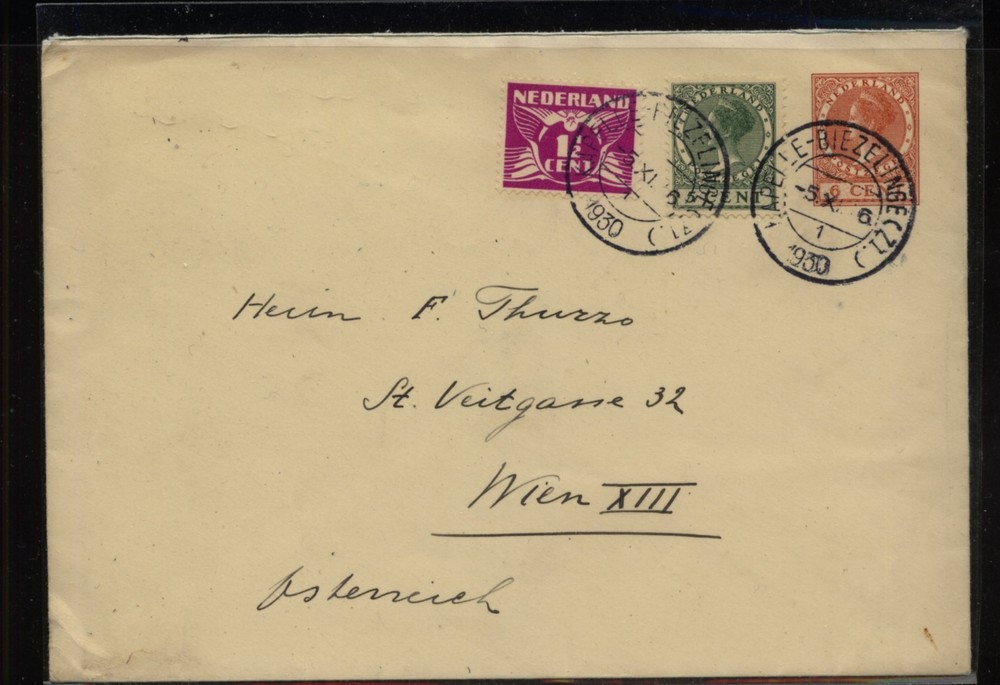 Netherlands  uprated  postal  envelope  to  Austria       AT0518