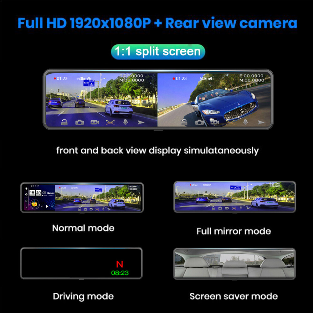 12"4G Android 8.1 Car DVRs Camera GPS Navigation Mirror Recorder mirror dash cam
