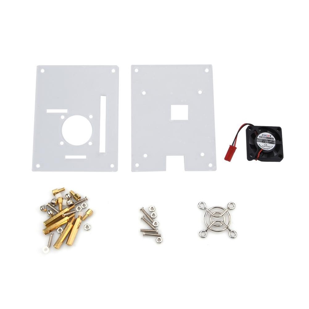 Arcylic Case Shell & Cooling Fan & Screws Set For Raspberry Pi 3/2 Model B/B+ E