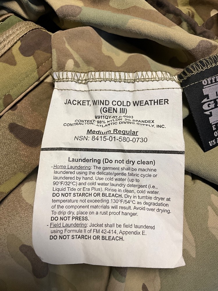 US Army L4 Jacket Wind Cold Weather Medium Regular