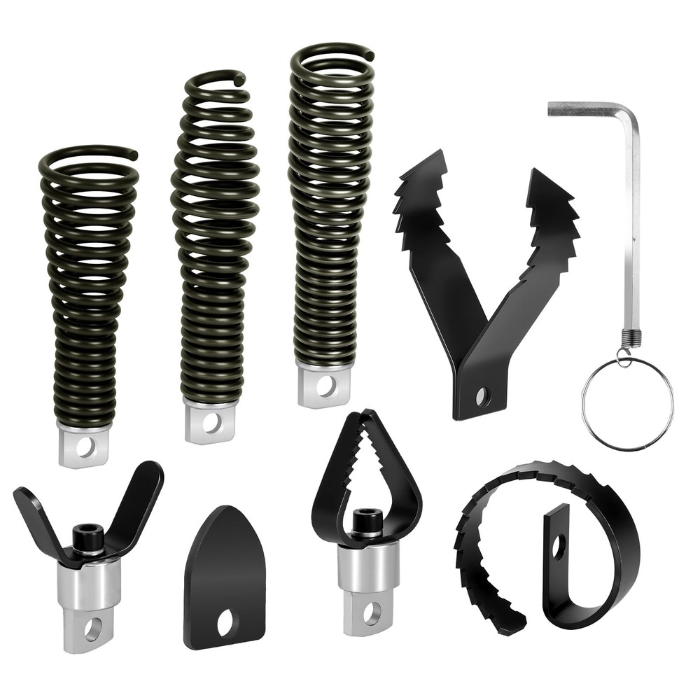8-Piece Drain Snake Drill Attachment, Cutter and Auger Set, Compatible Black