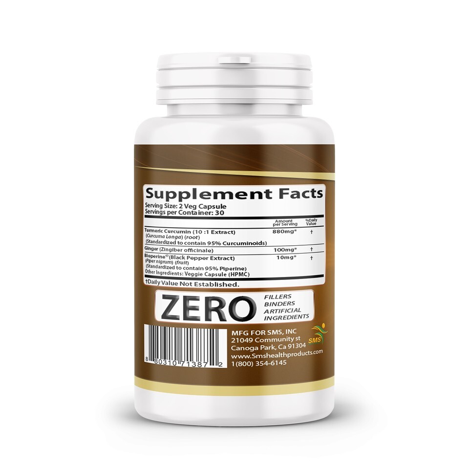 TURMERIC GINGER BLACK PEPPER EXTRACT BIOPERINE CAPS CURCUMIN TUMERIC ORGANIC 60