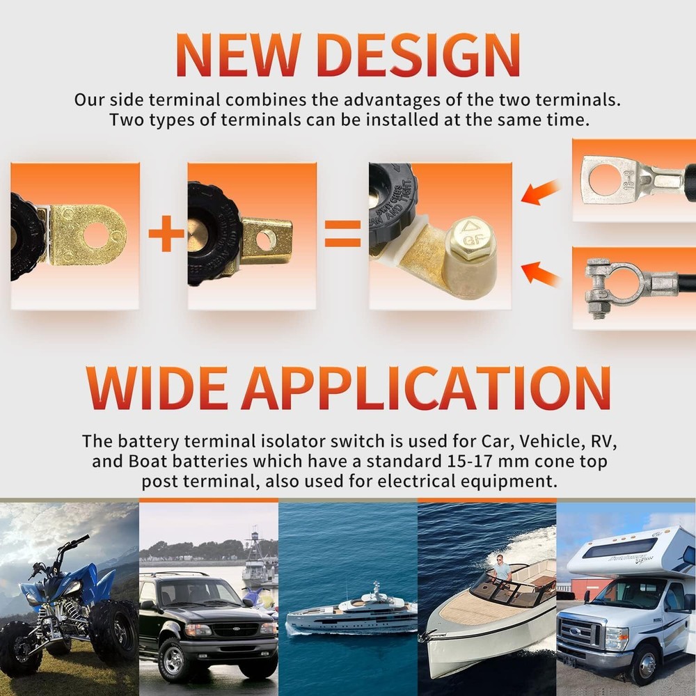 Top Post Battery Master Disconnect Cut Off Switch 2pcs